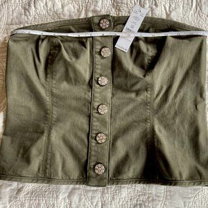 White House Black Market Forever Olive Twill Bustier with optional straps NTW